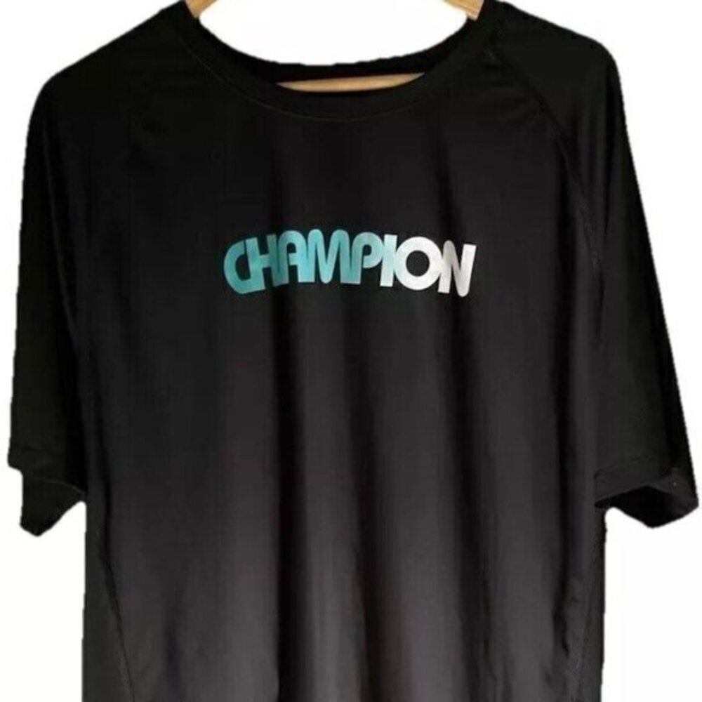 Champion Mens T Shirt Size XL Red Sunset Logo Graphic Tee Short Sleeve Green